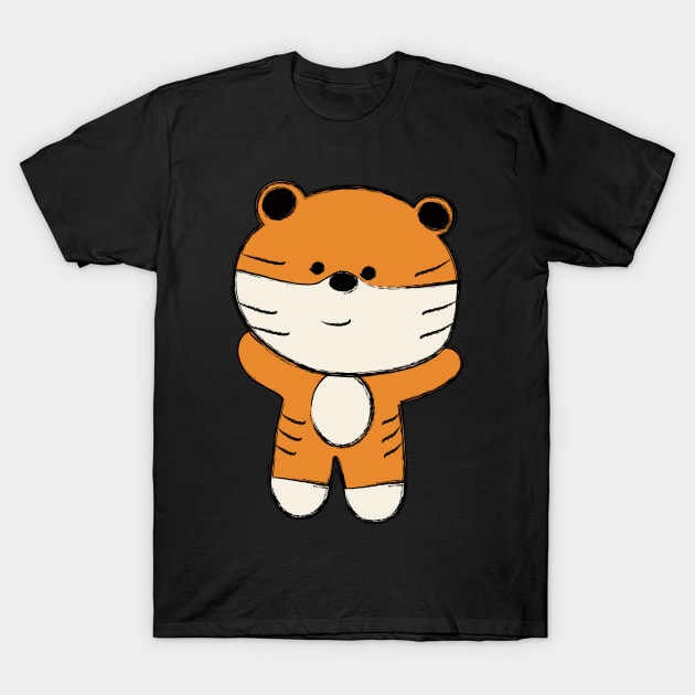 Cute Cartoon Tiger T-Shirt by Hedgie Designs